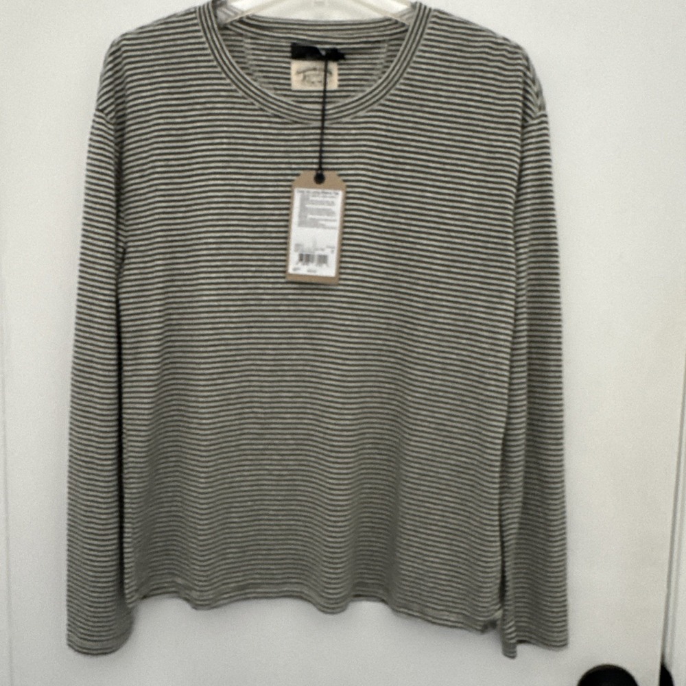 prAna Cozy Up Long Sleeve Crew Top Womens S Stripes Hemp Blend Sustainable NEW